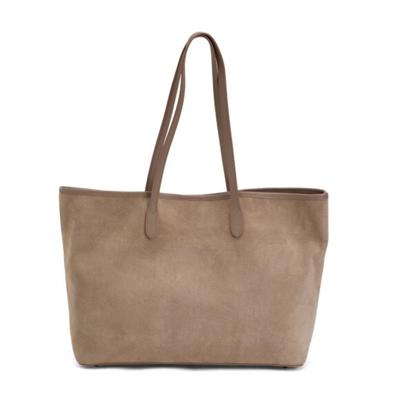 DIVINA FIRENZE Beige Made In Italy Suede Triple Compartment Tote